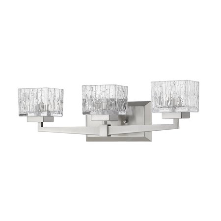 Z-Lite Rubicon 3 Light Vanity, Brushed Nickel & Clear 1927-3V-BN-LED